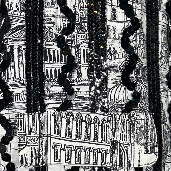 Howard Wolf Vintage Blazer 16 Black White City Scape Sequins Art to Wear Lined - Picture 5 of 16